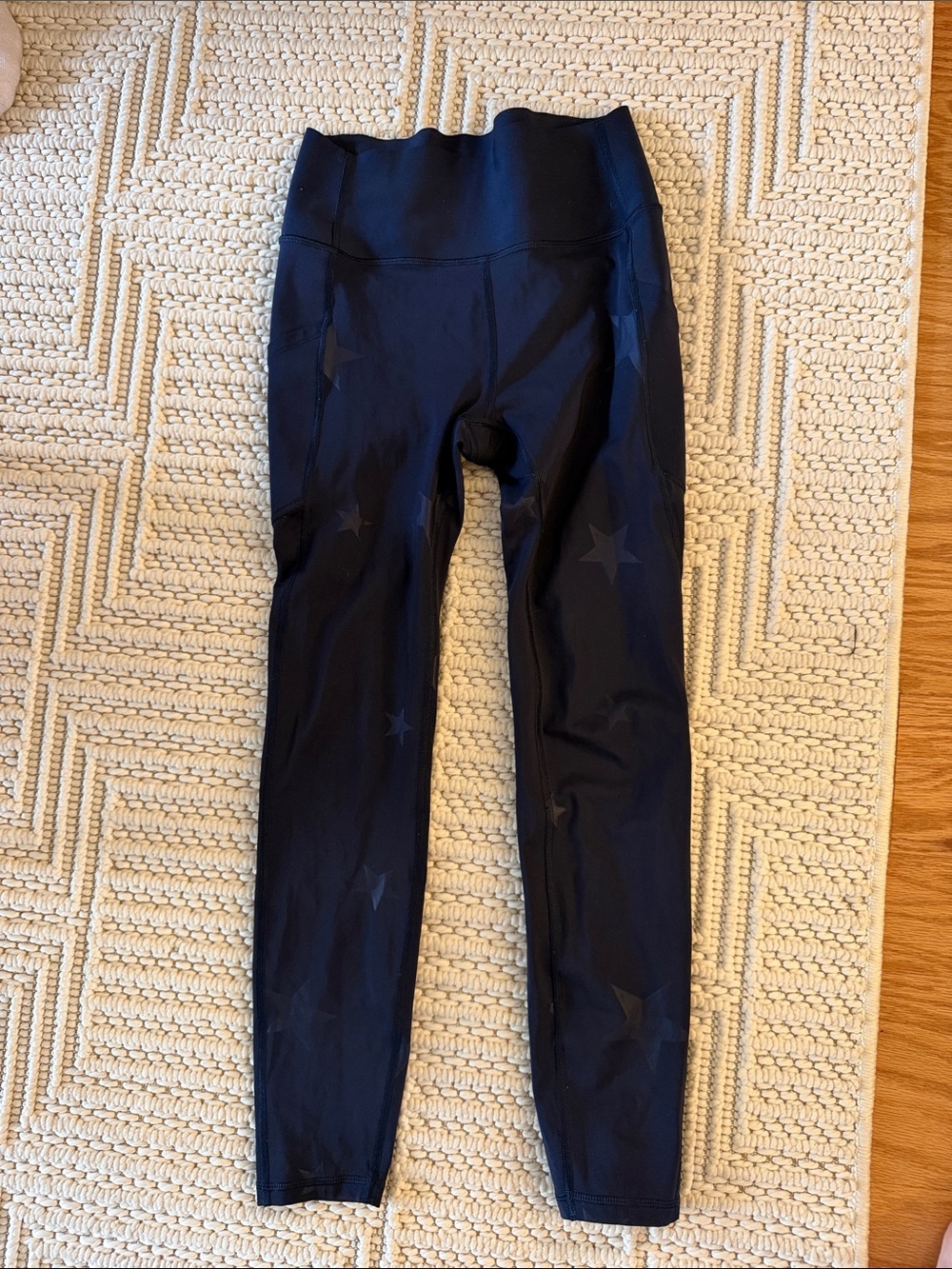 Womens Navy Star-Print Leggings